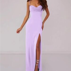Azazie Barbie Lilac Mermaid Corset Stretch Satin Dress Lilac